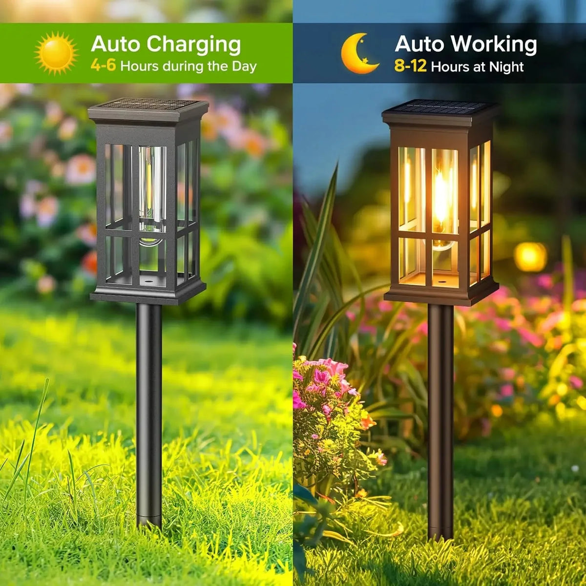 Solar Outdoor Pathway Lights Waterproof LED Landscape Garden Walkway Decor