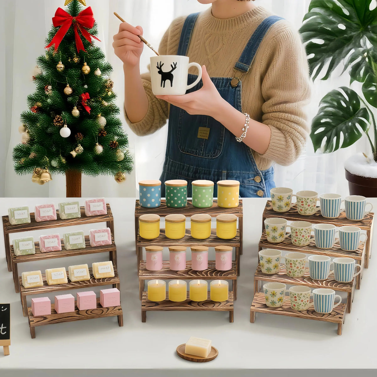 Wooden Tiered Display Risers For Cupcakes, Desserts And Vendor Events