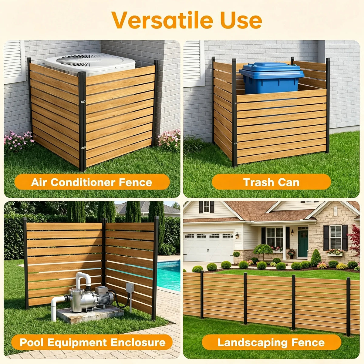 AOXUN Solid Wood Privacy Screen Fence for Outdoor Gardens