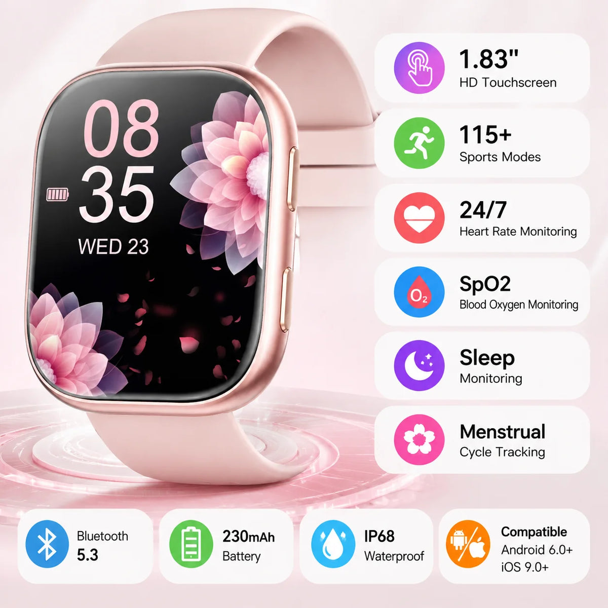 Smartwatch Fitness Tracker With Heart Rate Sleep And Sports Tracking