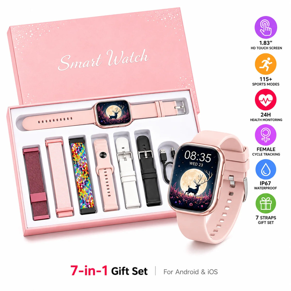 Smartwatch Fitness Tracker With Heart Rate Sleep And Sports Tracking