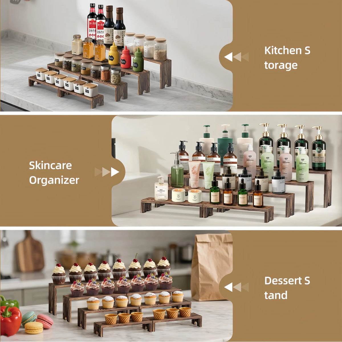 Wooden Tiered Display Risers For Cupcakes, Desserts And Vendor Events