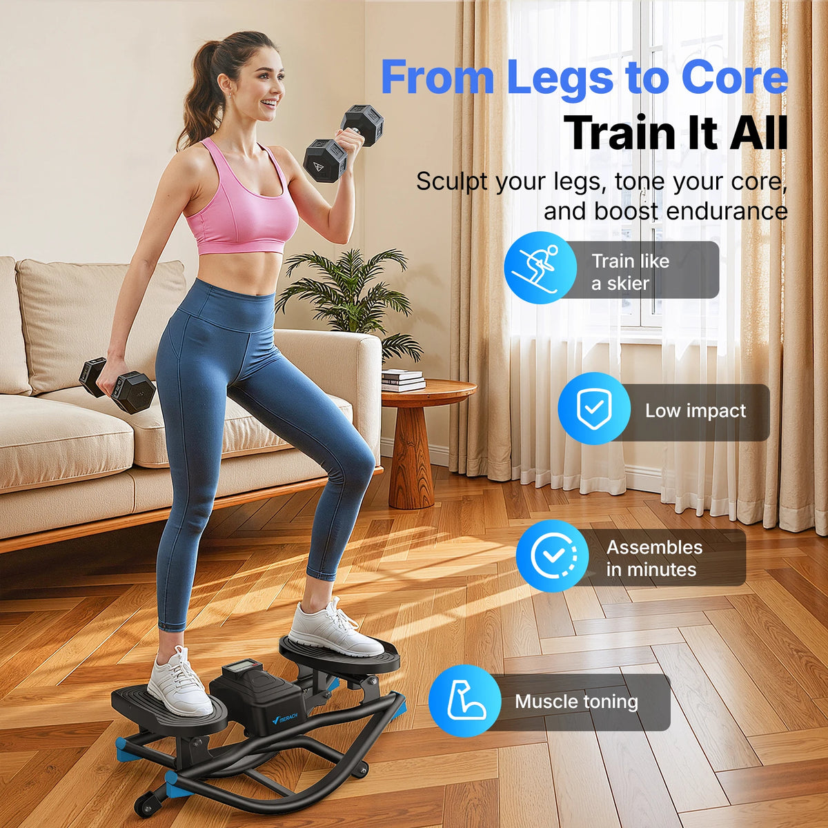 Merach Silent Rocking Stepper Core Ab Twist Exercise Board