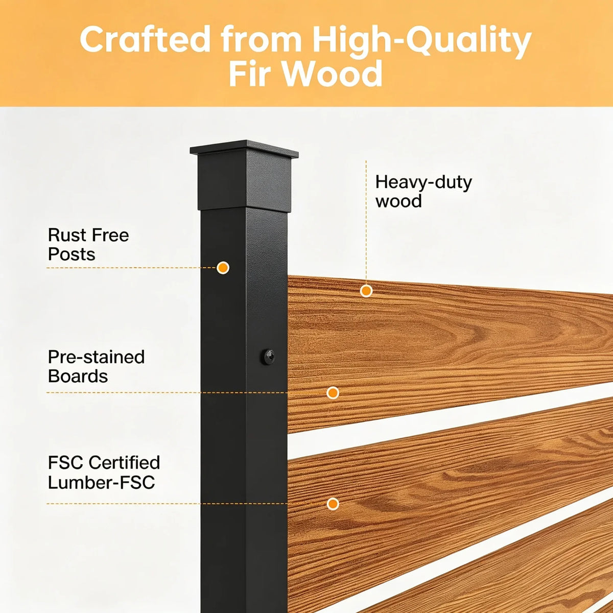 AOXUN Solid Wood Privacy Screen Fence for Outdoor Gardens