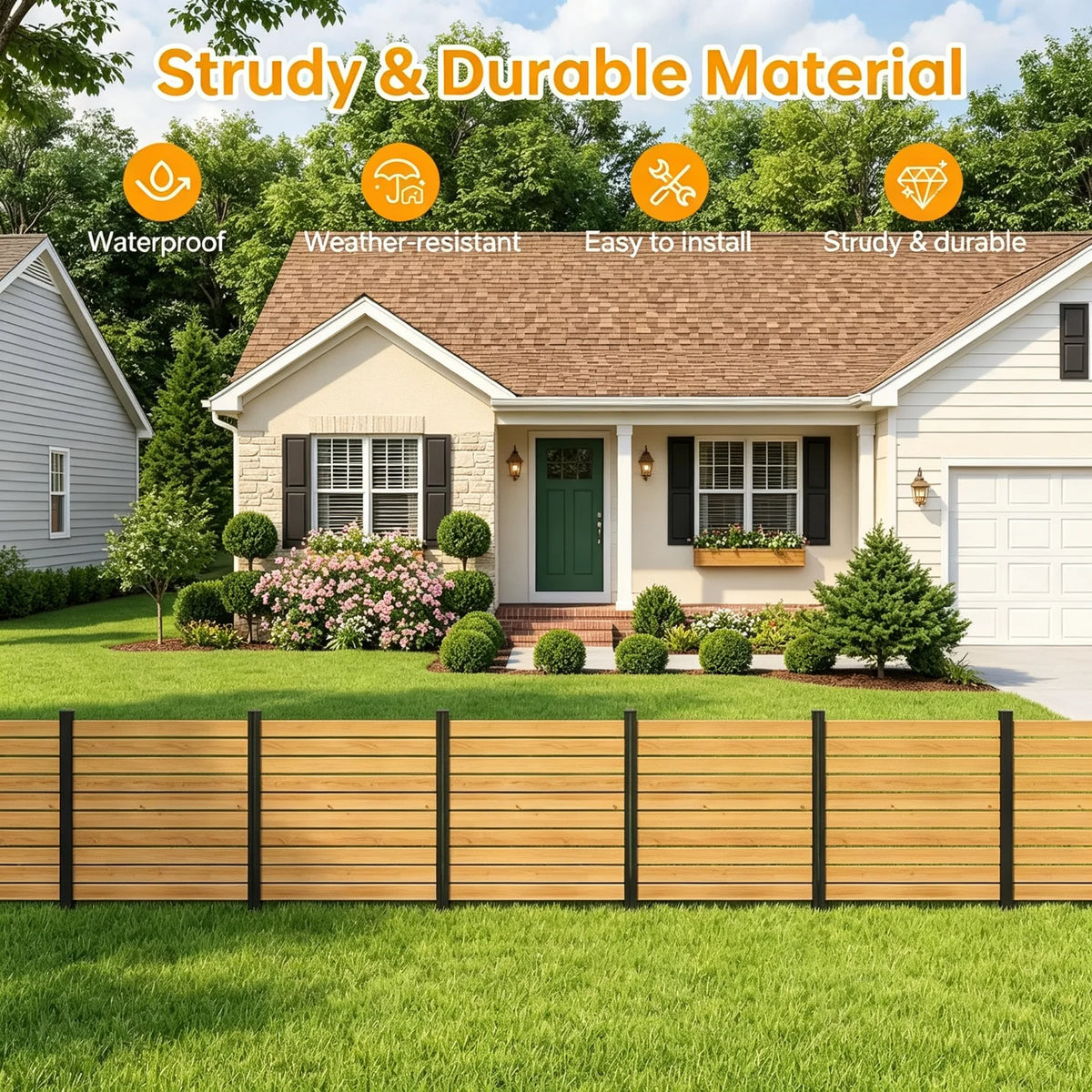 AOXUN Solid Wood Privacy Screen Fence for Outdoor Gardens