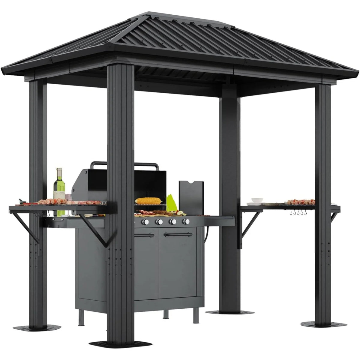 Nordivale Hardtop Gazebo With Galvanized Steel Roof For Outdoor Grilling