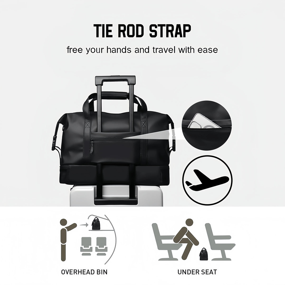 Lightweight Water Resistant Travel Duffel Bag With Shoe Compartment