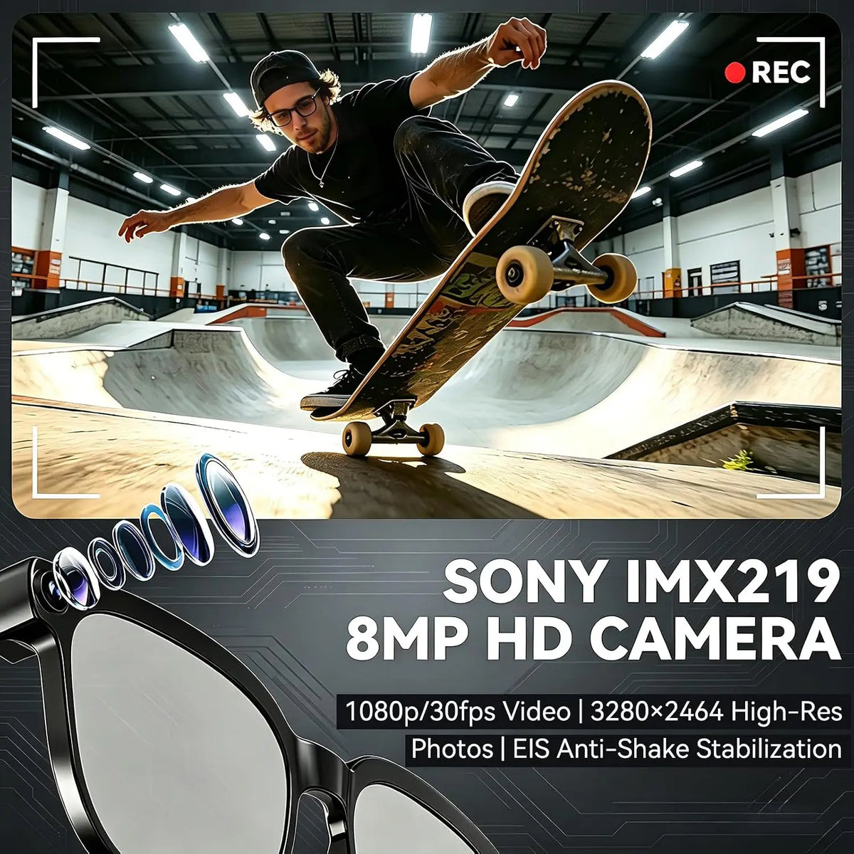 Bluetooth AI Smart Glasses With 8MP Camera And Live Translation