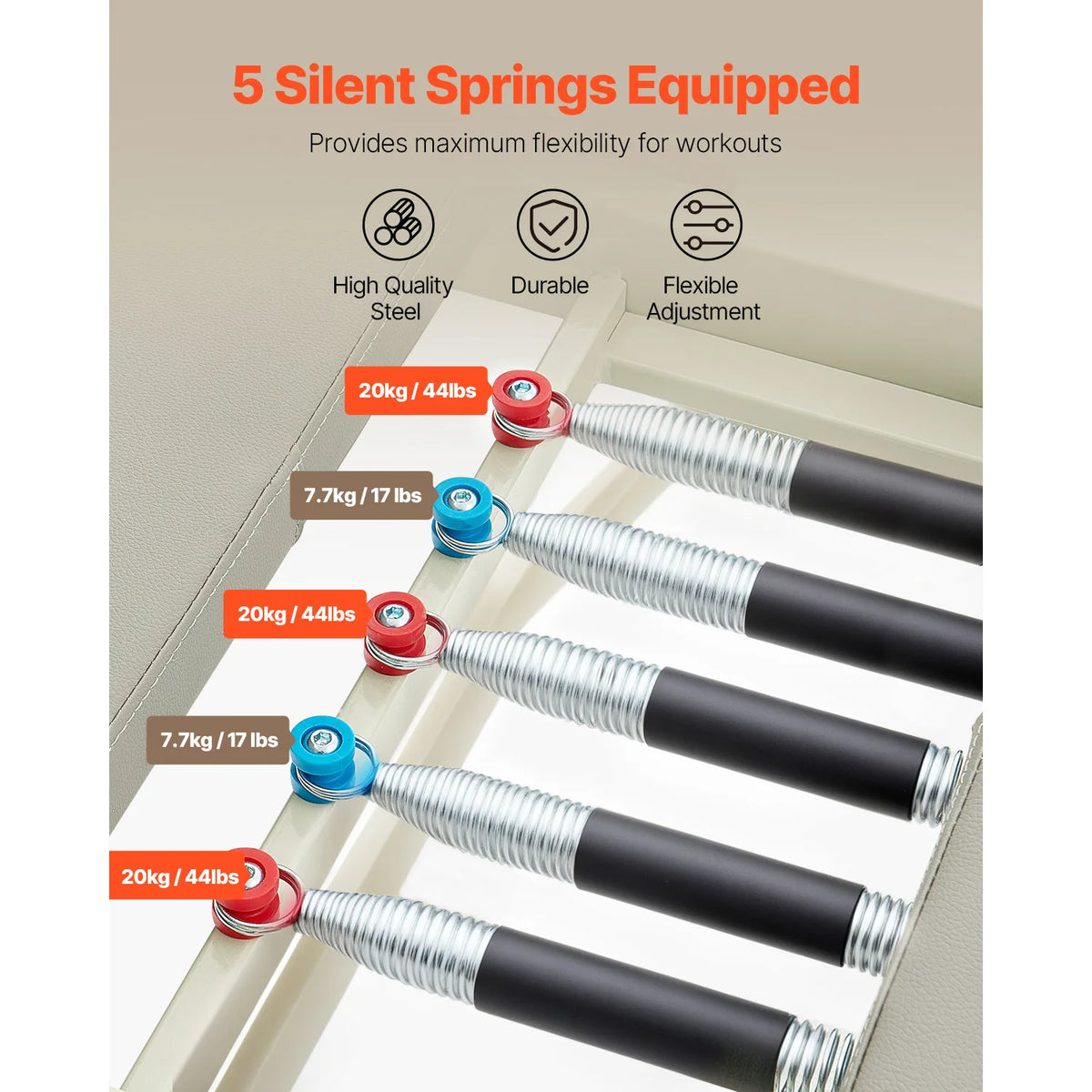 Foldable Pilates Reformer Machine With Dual Spring And Cord Resistance