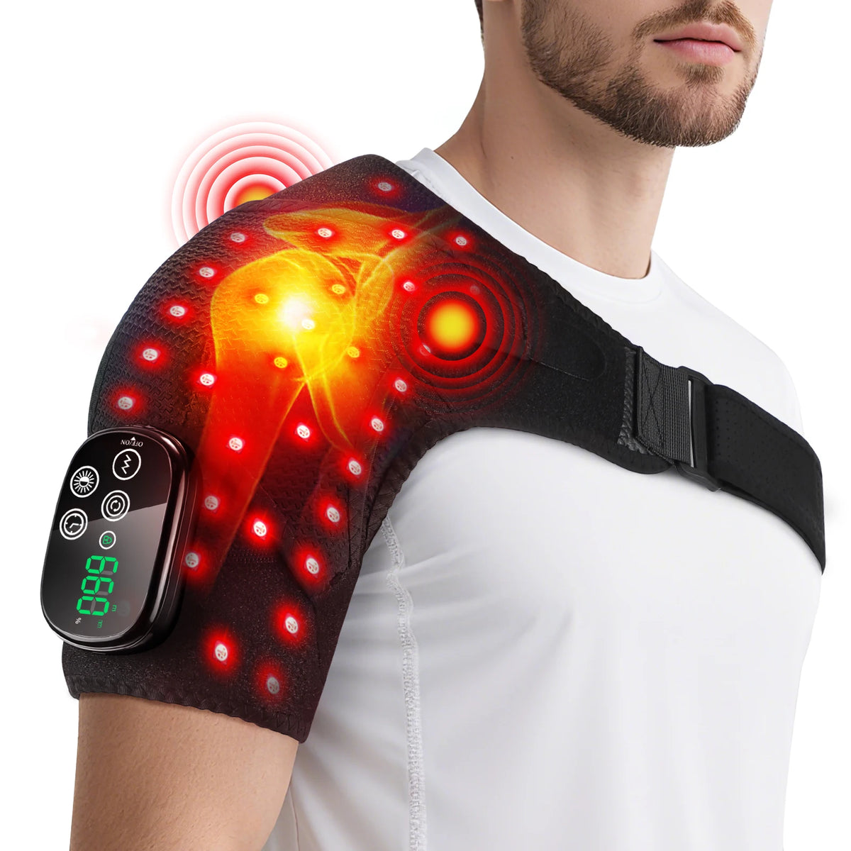 Hailicare Cordless Red Light Heating Vibration Shoulder Massager Pad