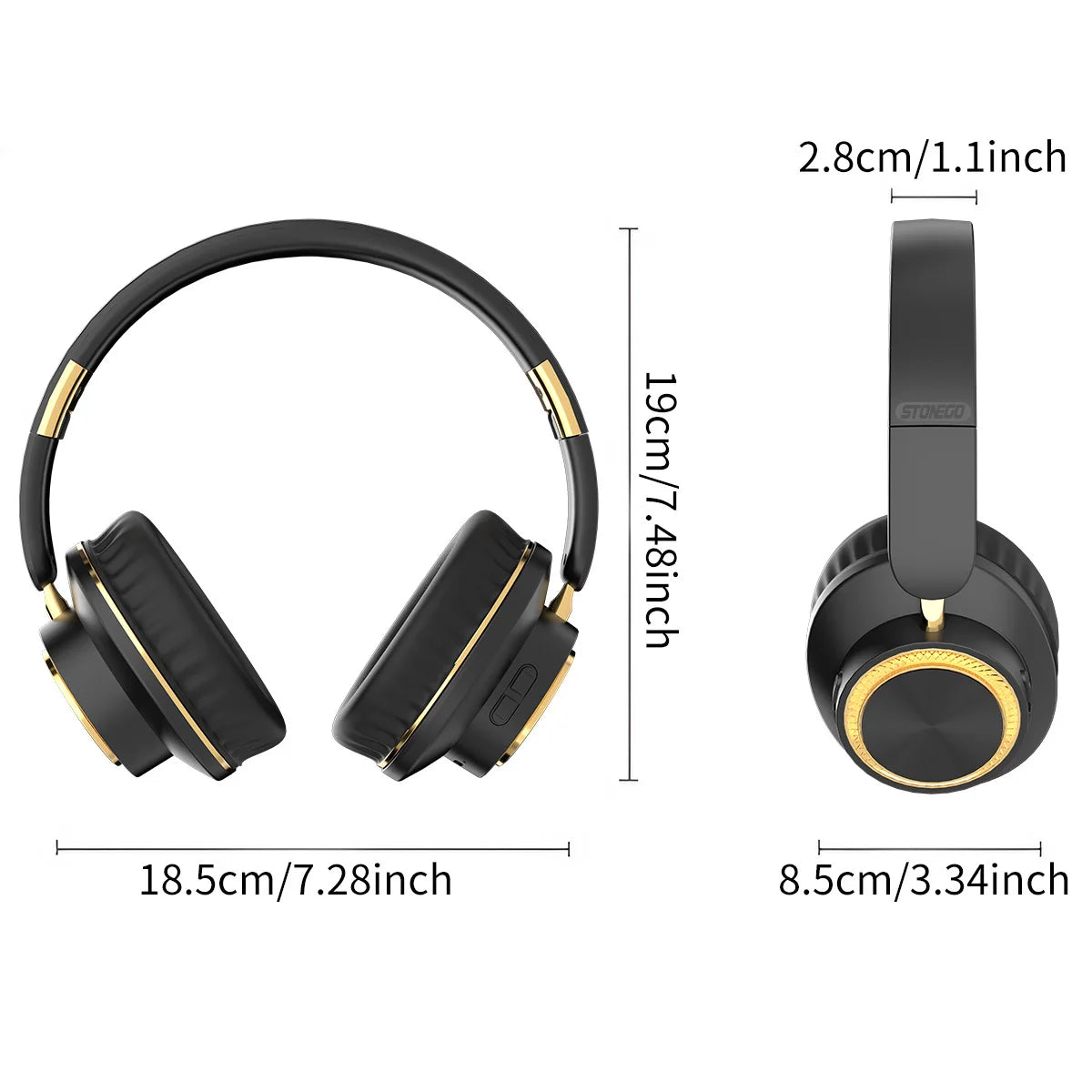 STONEGO Foldable Wireless Bluetooth Gaming Headphones With HiFi Stereo Sound