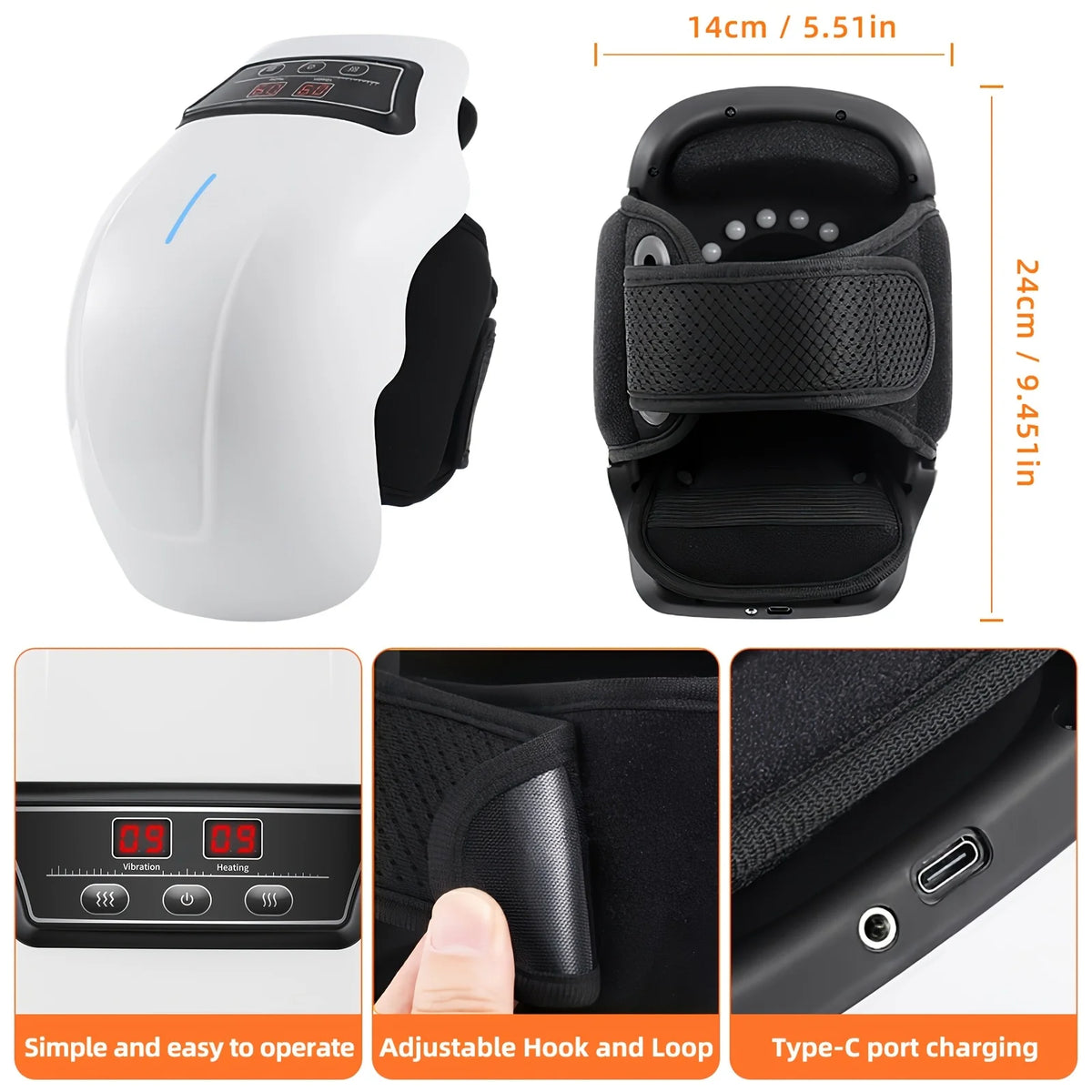 Ekmoey Cordless Heated Knee Massager With Adjustable Straps
