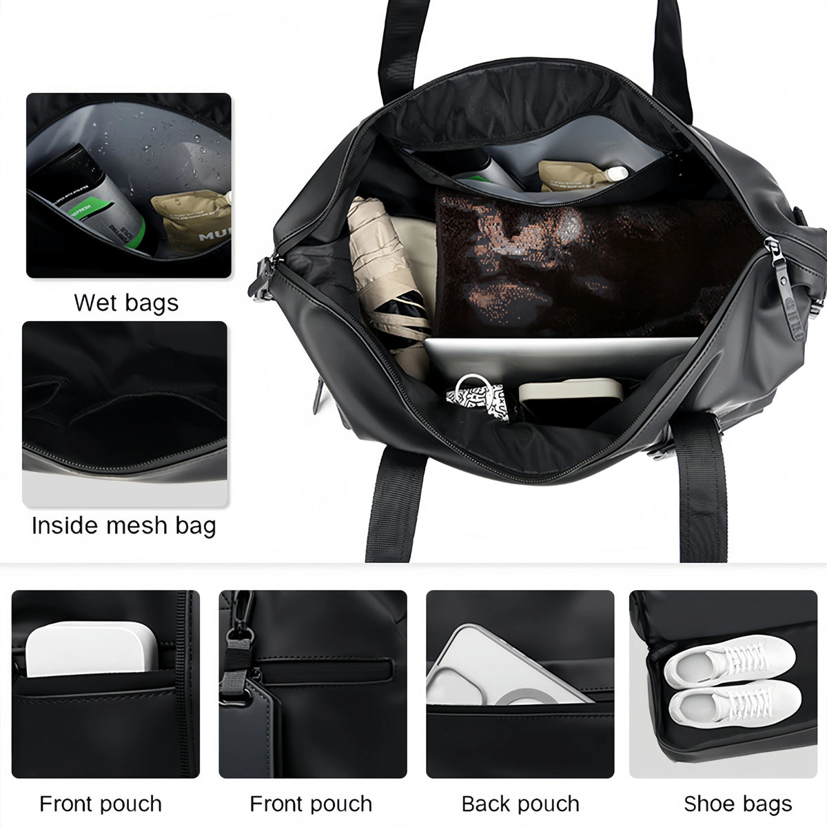 Lightweight Water Resistant Travel Duffel Bag With Shoe Compartment
