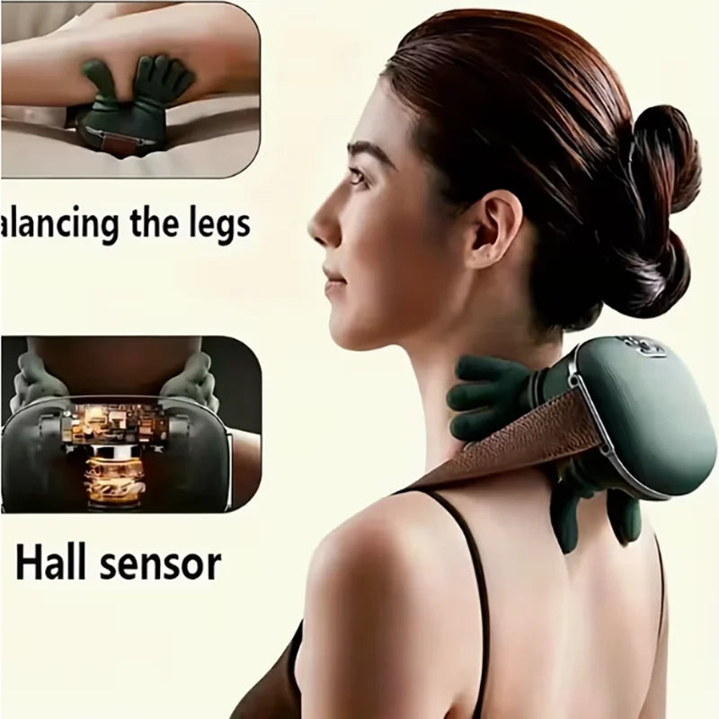 Wireless Heated Neck And Shoulder Massager With Finger Massage