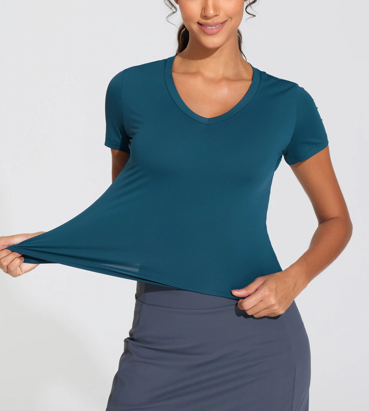 The Gym People Women's V-Neck Crop Slim Fit Yoga Tee