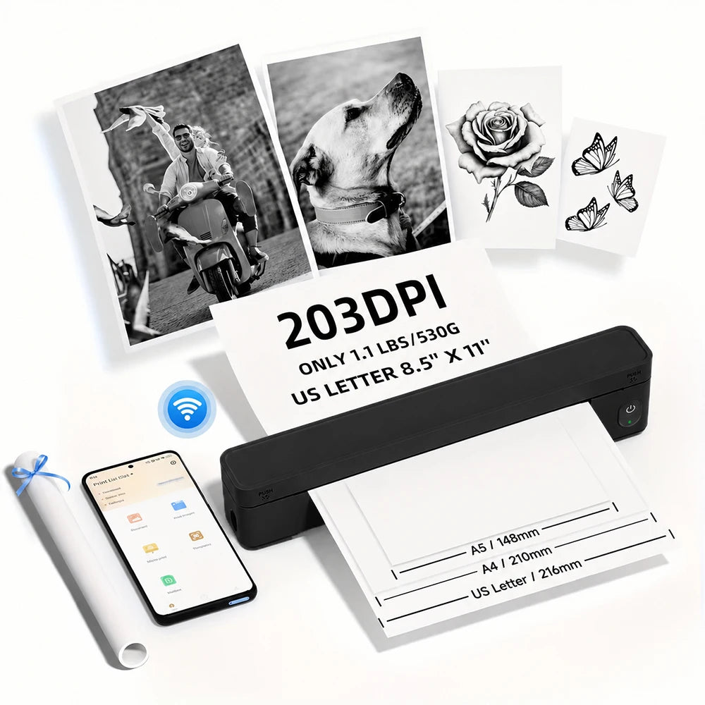 SWIFINT Wireless Inkless Thermal Printer for Travel and Home Office