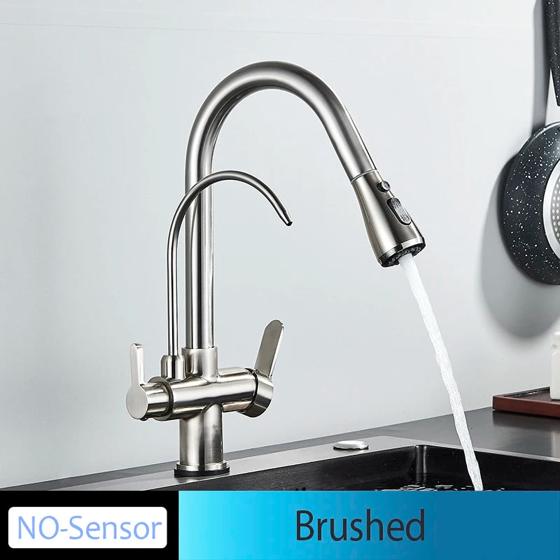 Onyzpily Touch Sensor Kitchen Faucet Pull Out Hot Cold Mixer