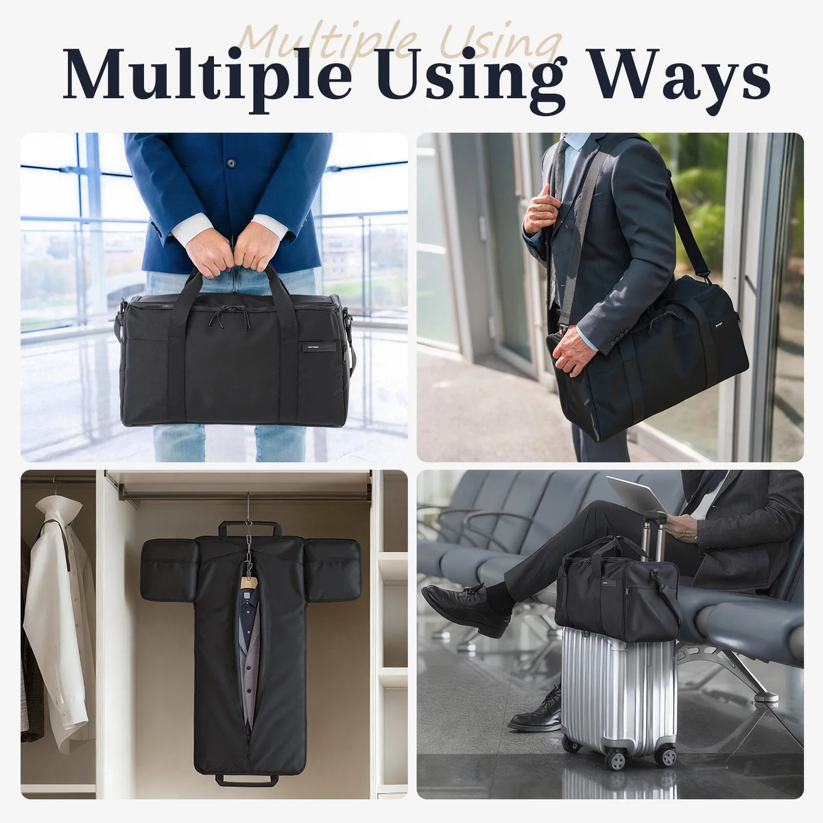 Nylon Travel Garment Bag With Shoulder Strap And Hanging Suit