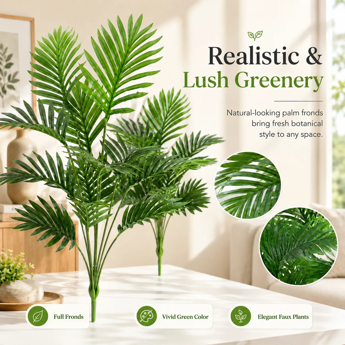 ZNLYRION Artificial Palm Fronds UV Resistant Faux Tropical Plant Decor
