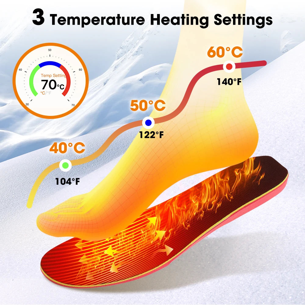 Hailicare Smart Heated Insoles With App Control Rechargeable Foot Warmers