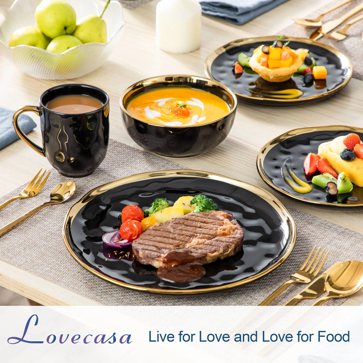 MALACASA Ceramic Dinnerware Set For Home Dining And Entertaining