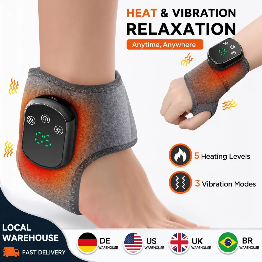 Hailicare Rechargeable Heated Ankle Brace With Vibration Foot Massage