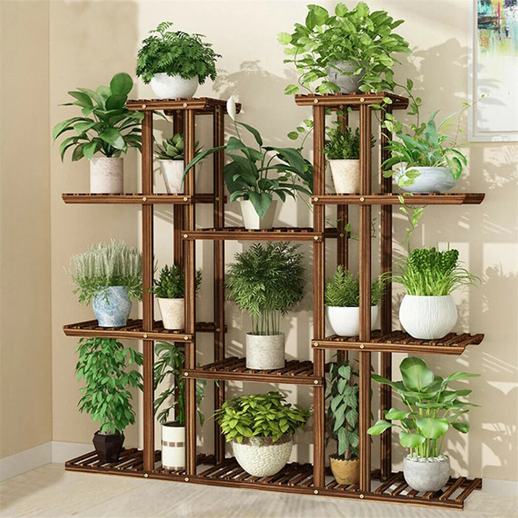 Wood Plant Stand Display Shelf for Indoor Outdoor Gardens