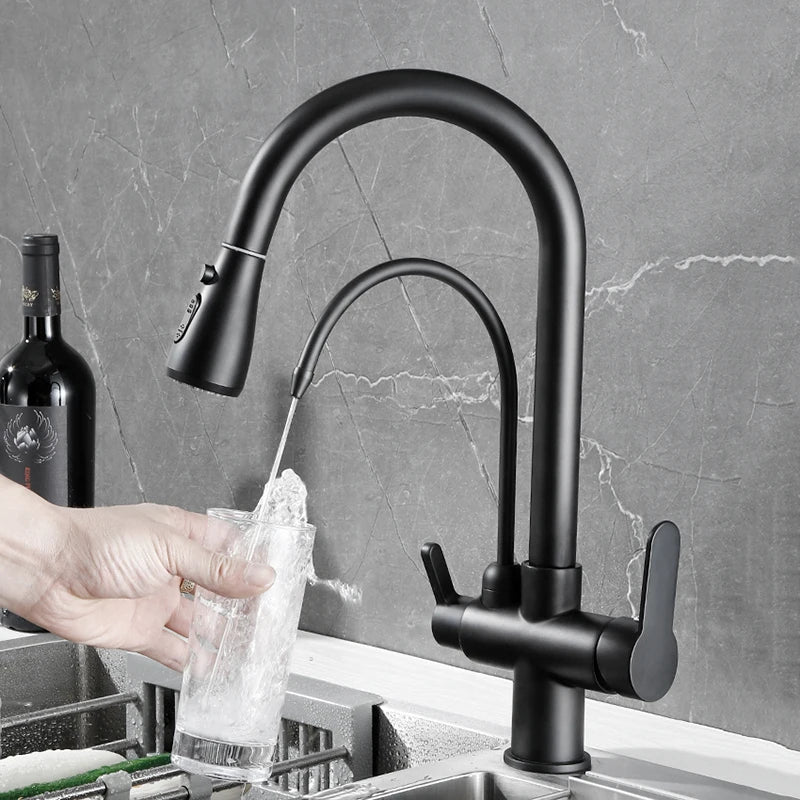 Onyzpily Touch Sensor Kitchen Faucet Pull Out Hot Cold Mixer
