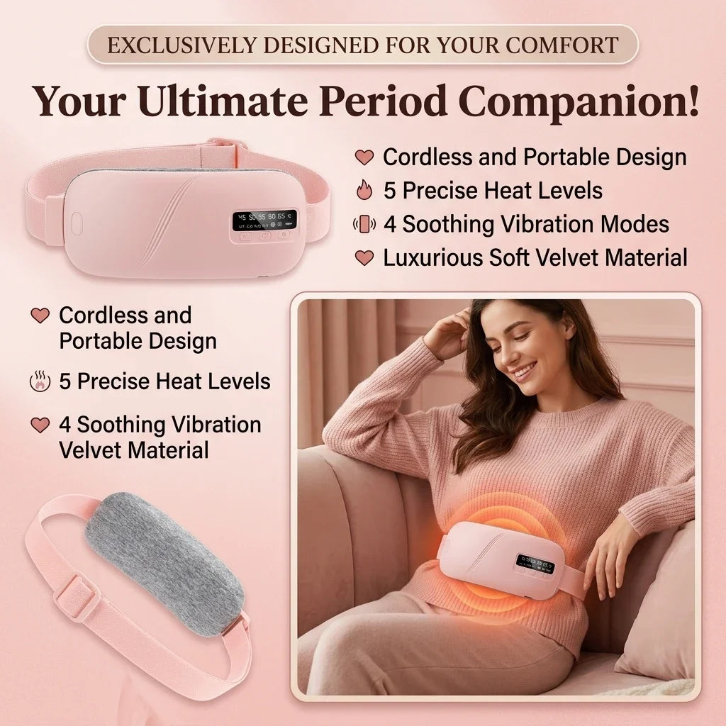 QIUGUO Cordless Heating Belt With Adjustable Heat And Vibration Modes