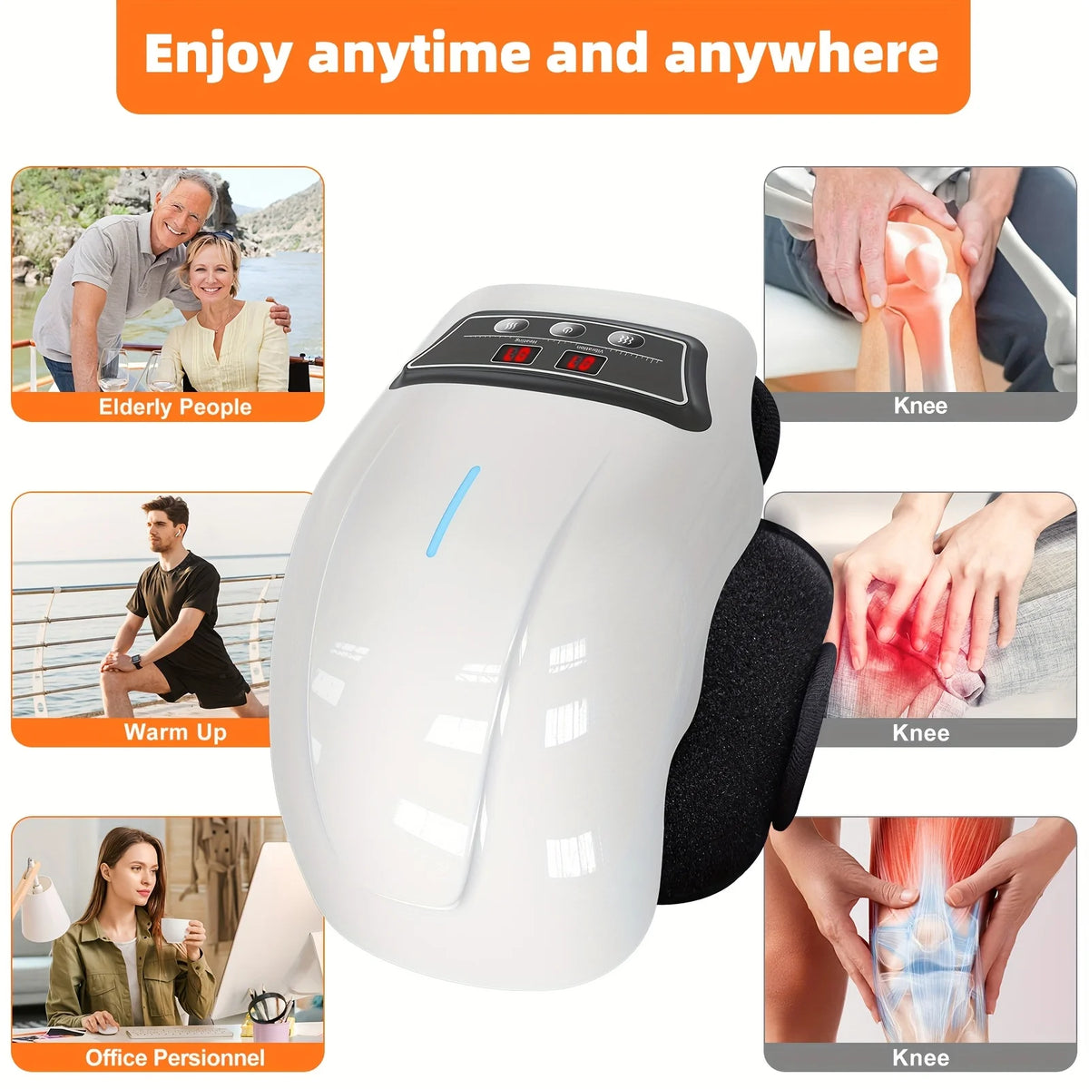 Ekmoey Cordless Heated Knee Massager With Adjustable Straps