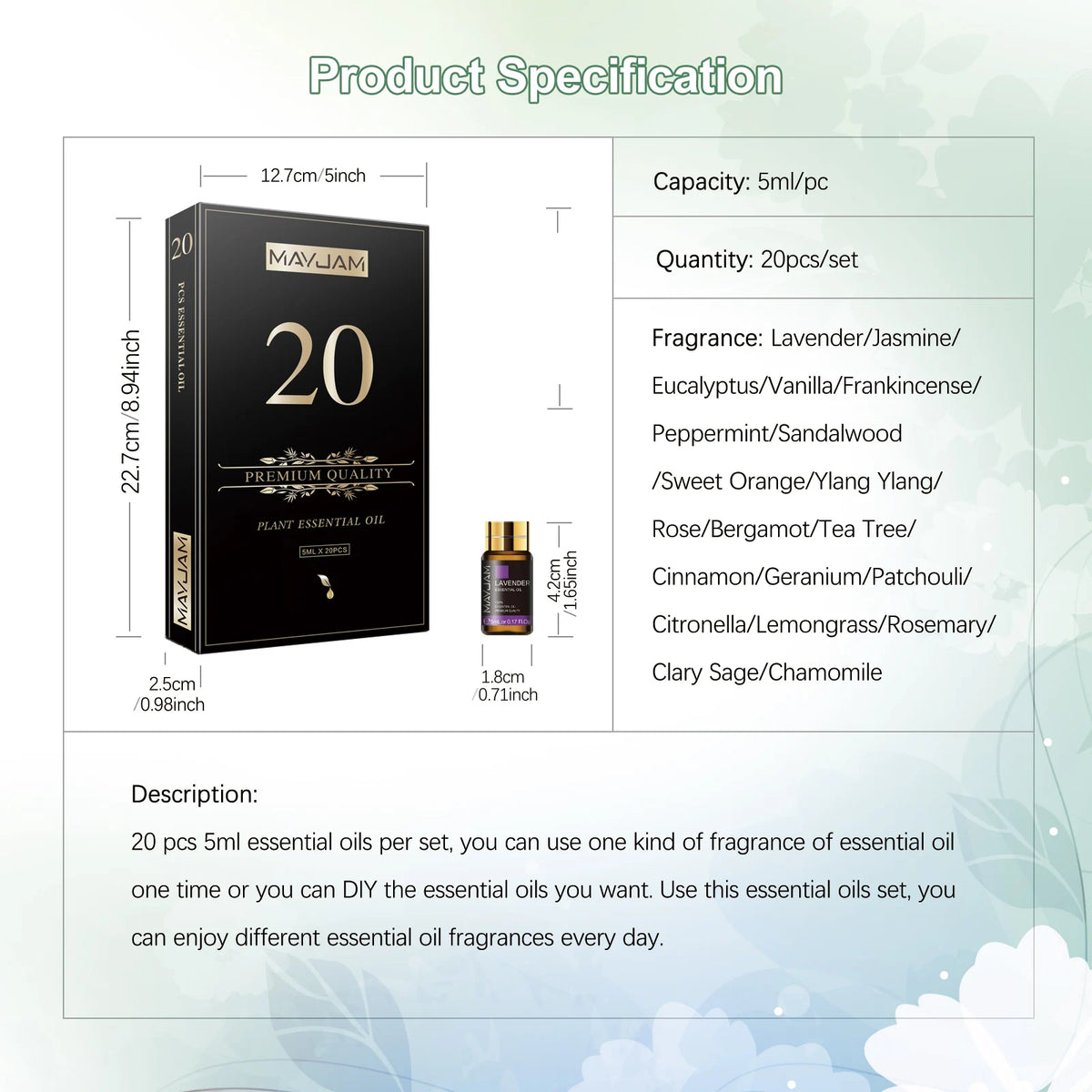 Mayjam Pure Essential Oil Kit For Aromatherapy Diffusers
