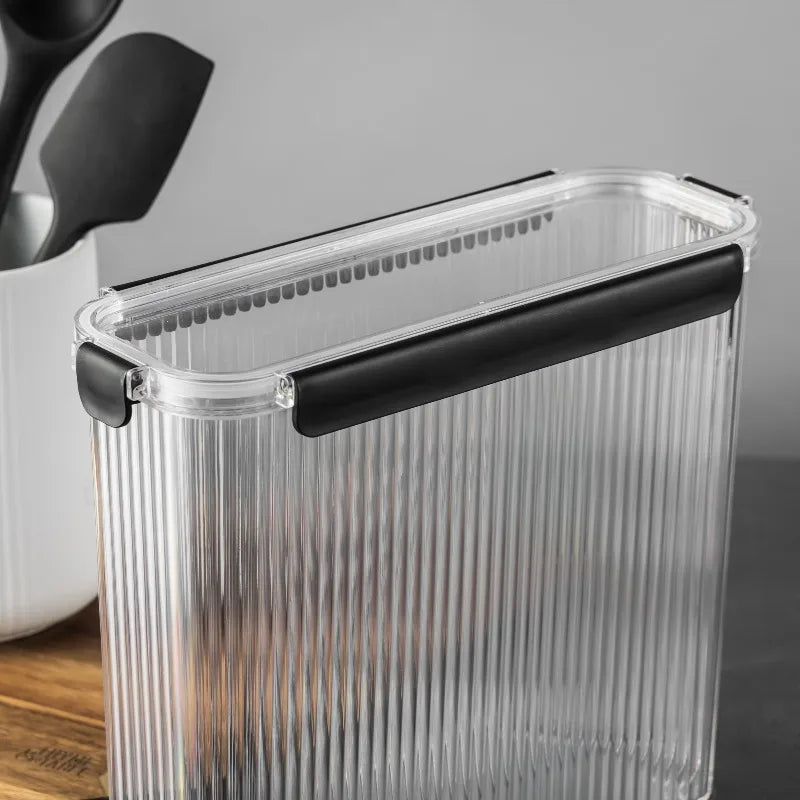 Clear Ribbed Pantry Storage Container For Organized Kitchen Shelves