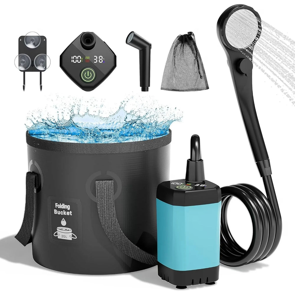 Moriko Rechargeable Portable Camping Shower With Led Display