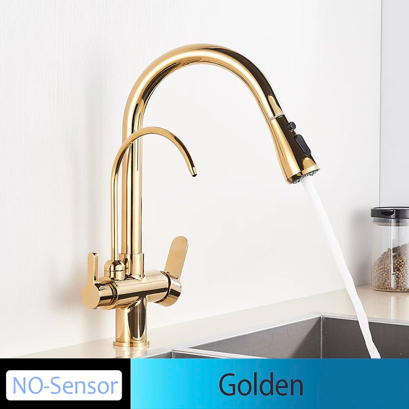 Onyzpily Touch Sensor Kitchen Faucet Pull Out Hot Cold Mixer