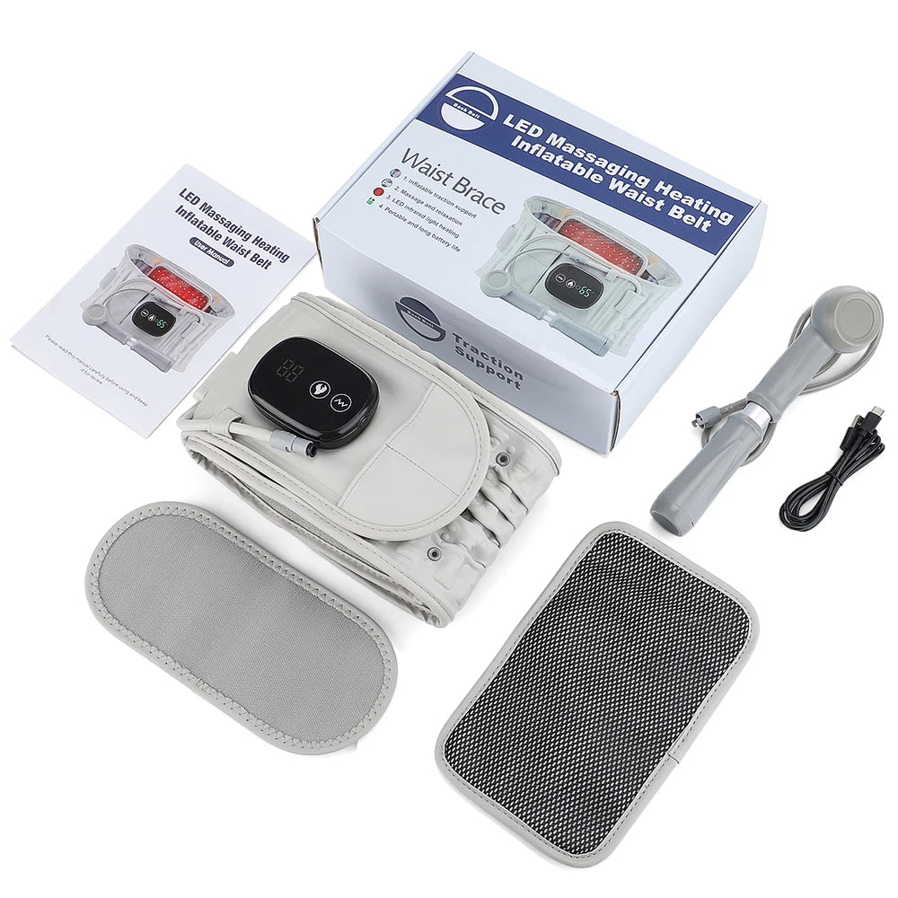 Pastsky Rechargeable Heated Lumbar Support With Red Light And Vibration Massage