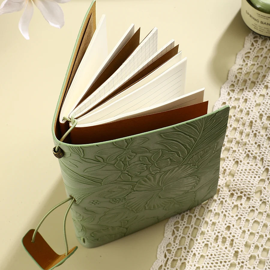 Embossed Floral Travel Journal With Elastic Strap And Lined Pages