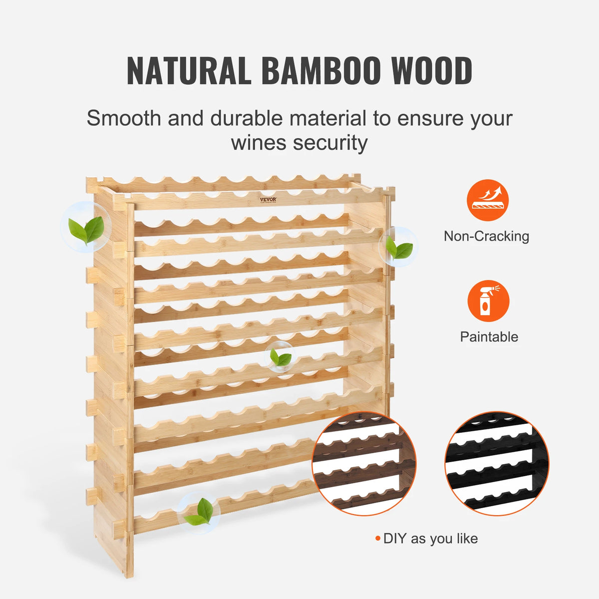 SucceBuy Stackable Bamboo Wine Rack For Elegant Bottle Storage