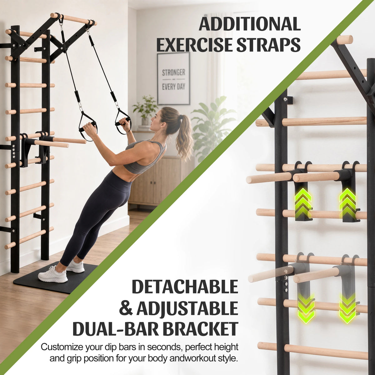 Wall Mounted Swedish Ladder With Pull Up And Dip Station