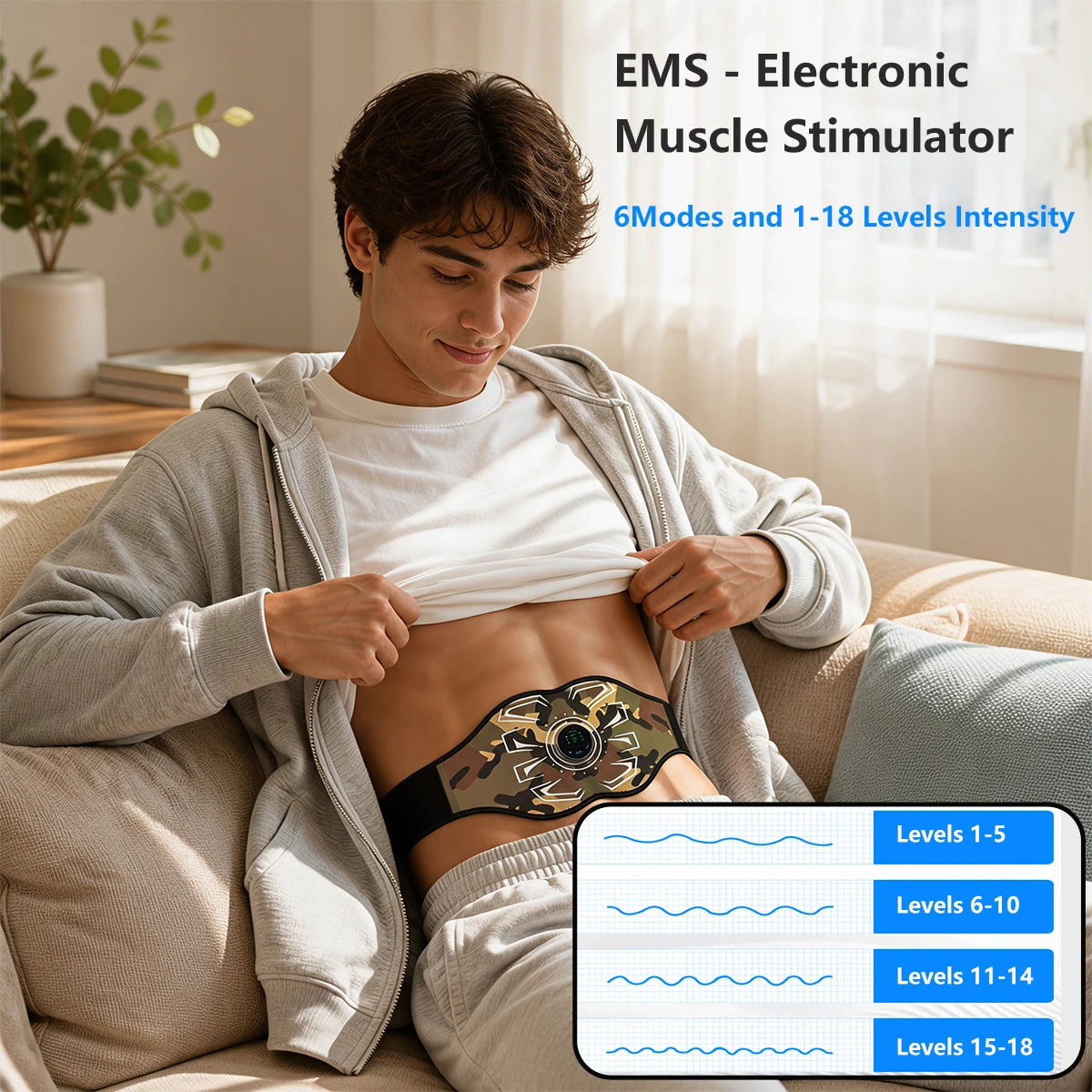 Woflend EMS Abdominal Muscle Stimulator Fitness Belt Massager