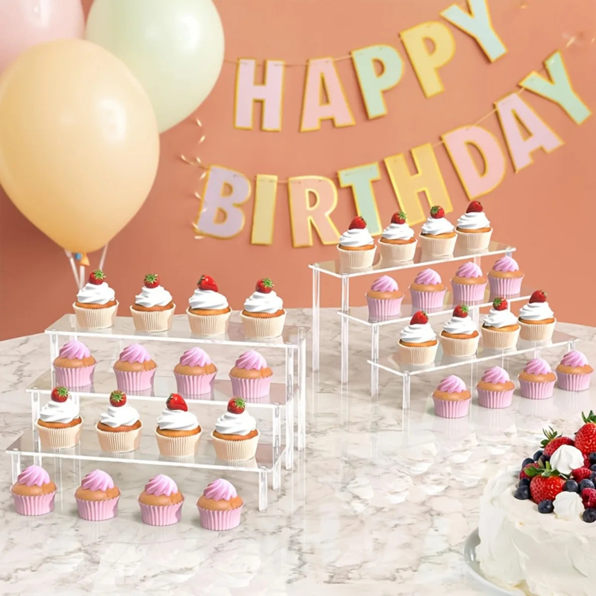 COBASPORT Clear Acrylic Display Stand for Jewelry Makeup and Cupcakes