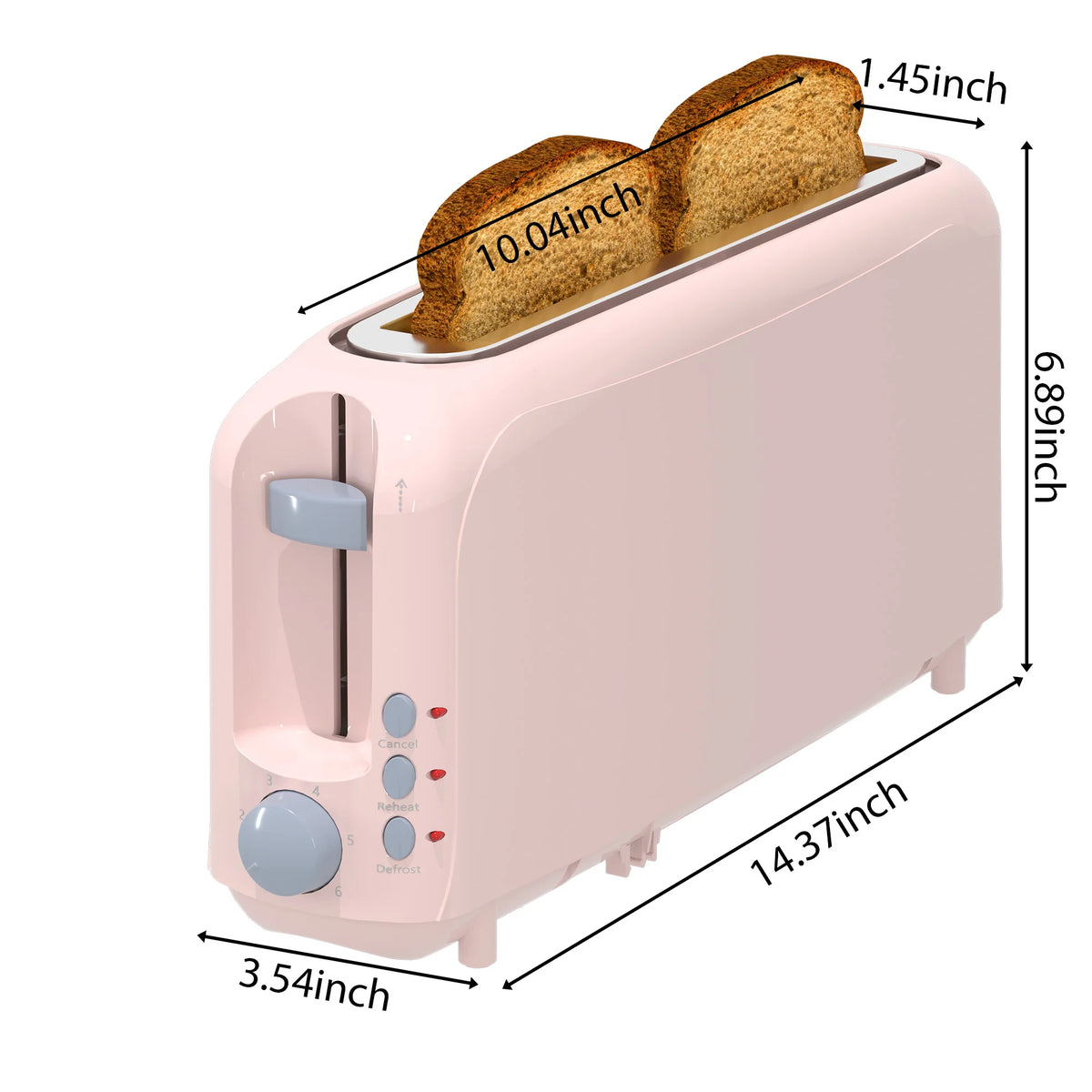 YUKOOL Slim 2 Slice Toaster With Six Shade Settings