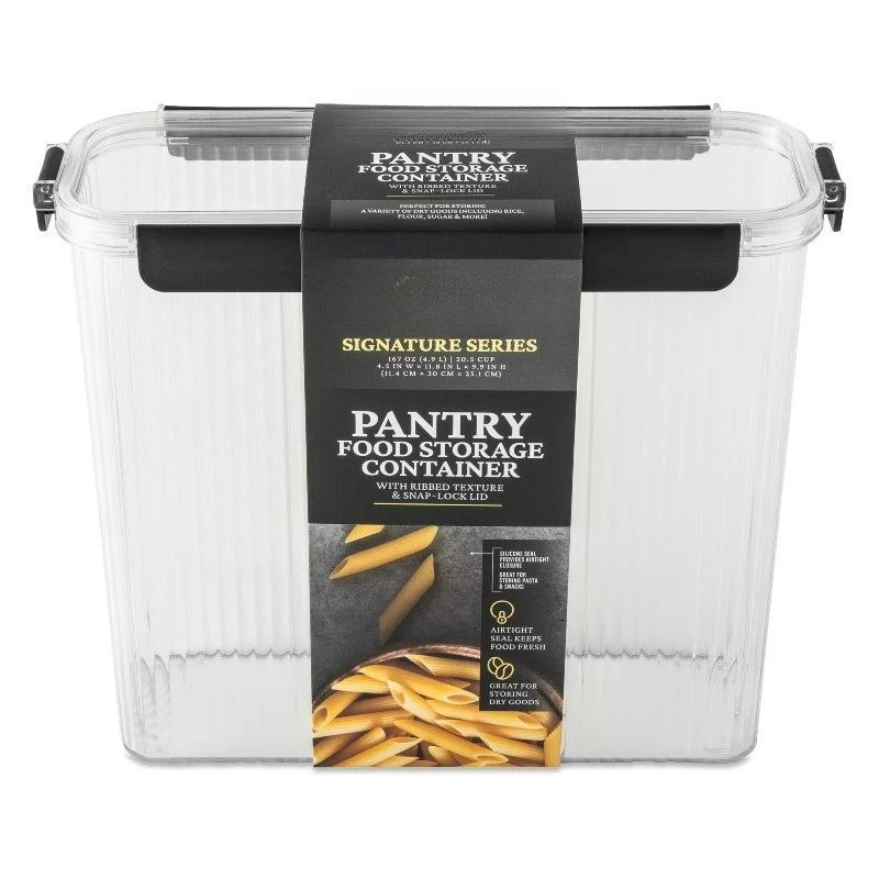 Clear Ribbed Pantry Storage Container For Organized Kitchen Shelves