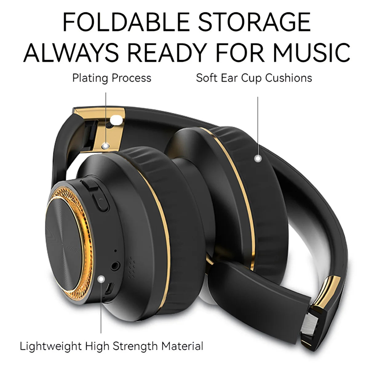 STONEGO Foldable Wireless Bluetooth Gaming Headphones With HiFi Stereo Sound