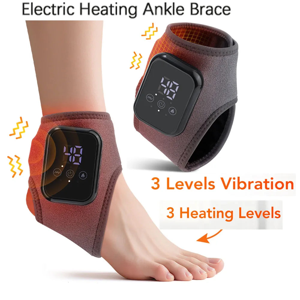 Hailicare Rechargeable Heated Ankle Brace With Vibration Foot Massage
