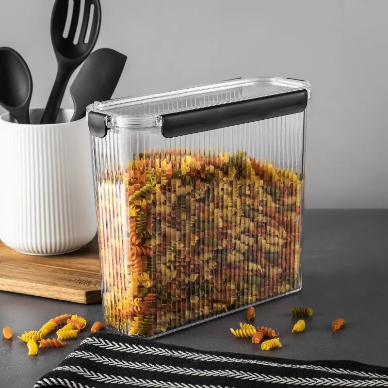 Clear Ribbed Pantry Storage Container For Organized Kitchen Shelves