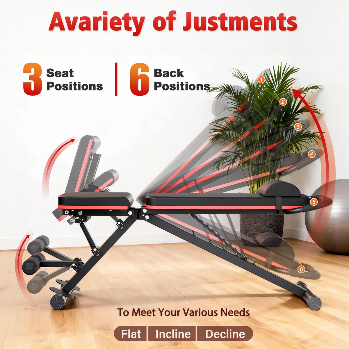 Multifunctional Foldable Dumbbell Bench With Multiple Level Adjustments