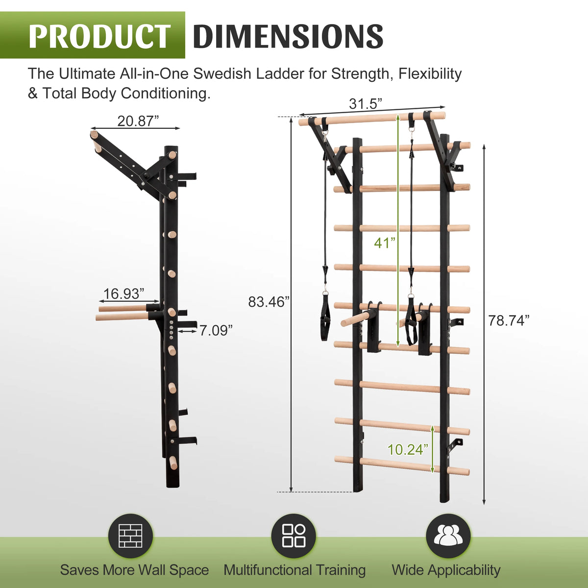 Wall Mounted Swedish Ladder With Pull Up And Dip Station