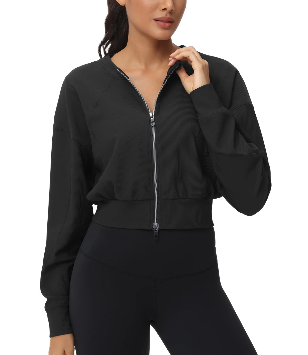 The Gym People Womens Lightweight Cropped Zip Jacket