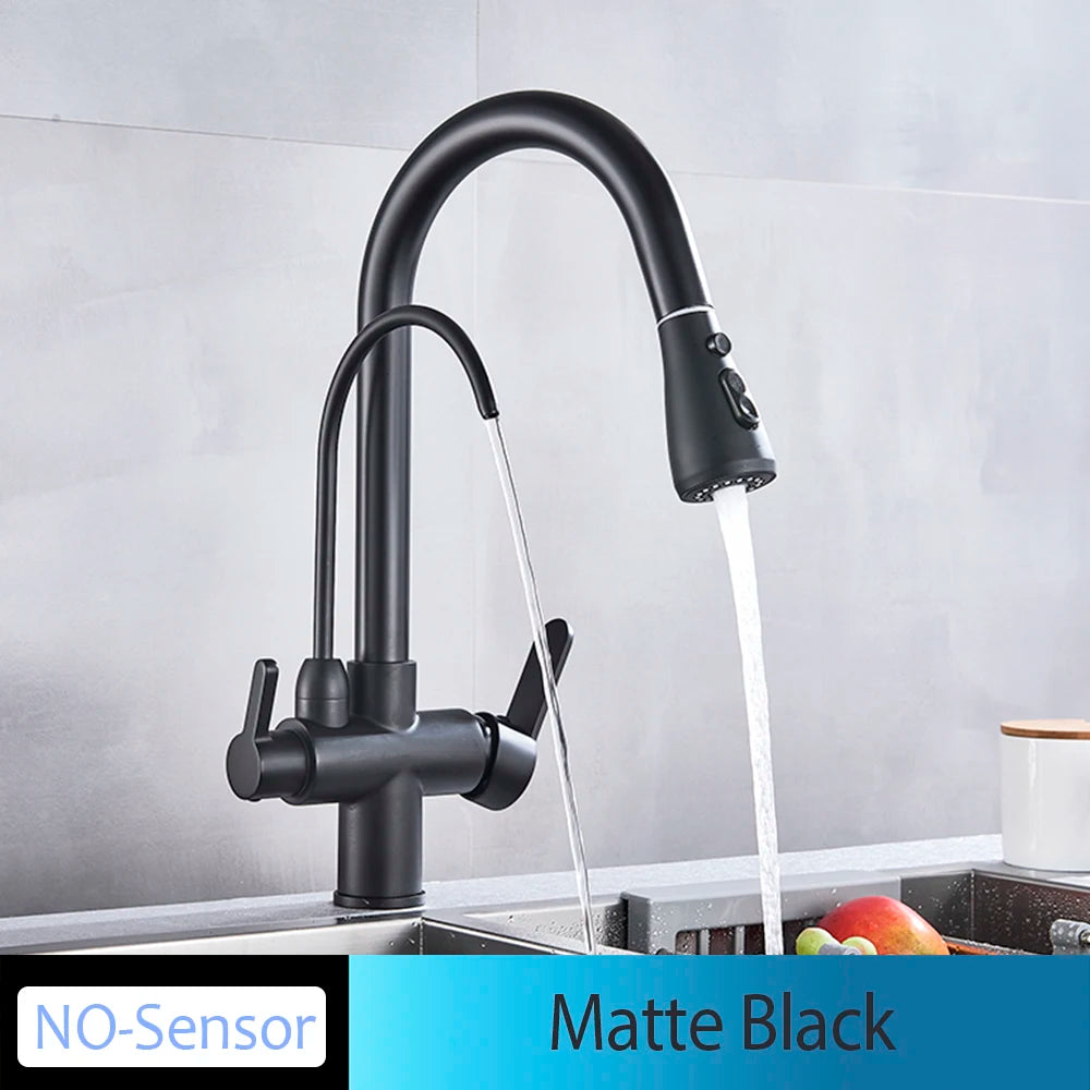 Onyzpily Touch Sensor Kitchen Faucet Pull Out Hot Cold Mixer