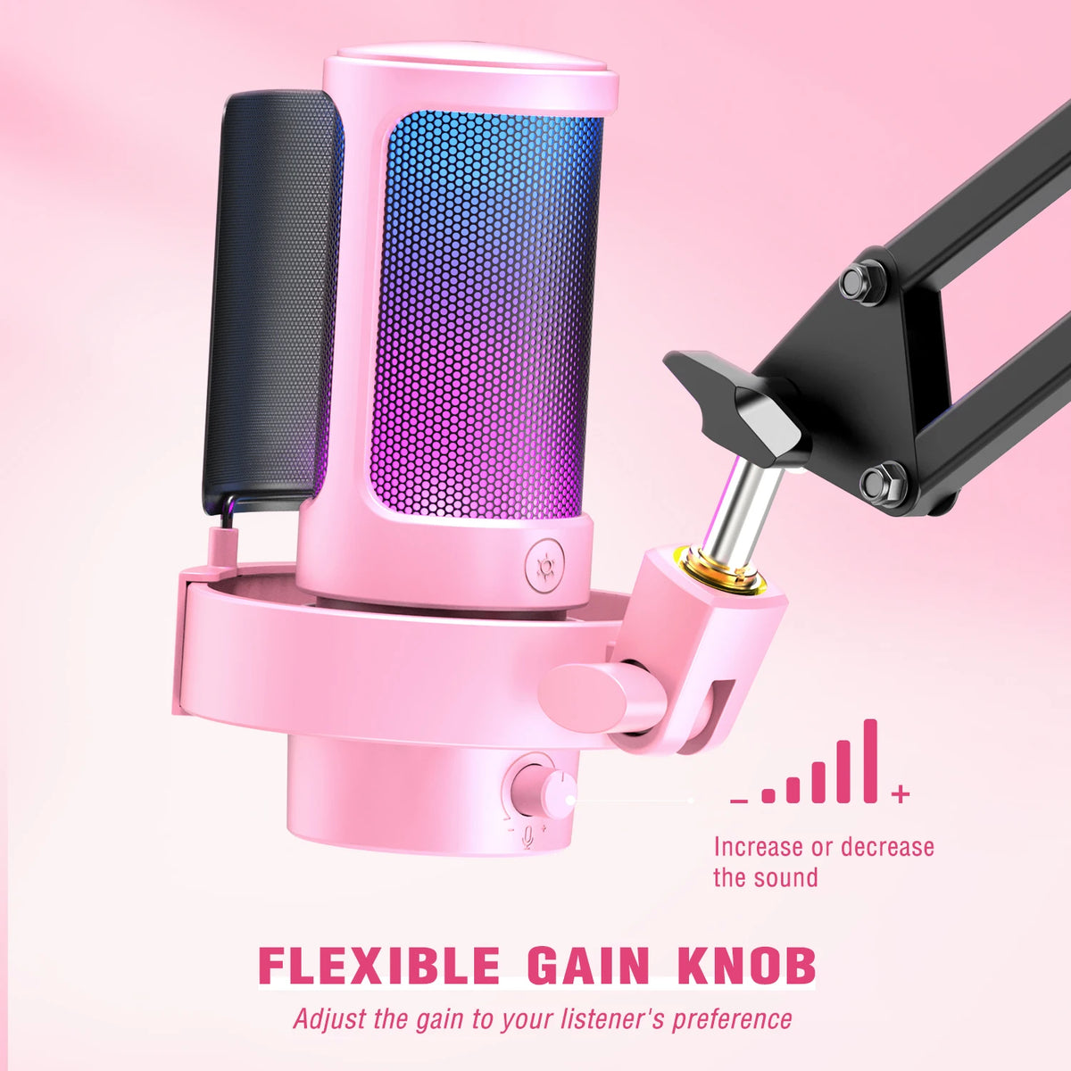 FIFINE USB Microphone RGB Touch Mute Headphone Output PC Streaming